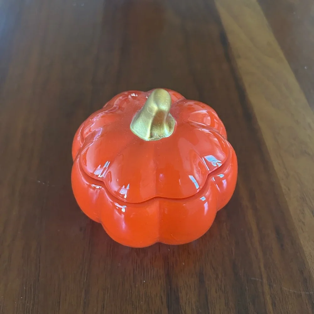 Orange Pumpkin Ceramic Container - Picture 1 of 2